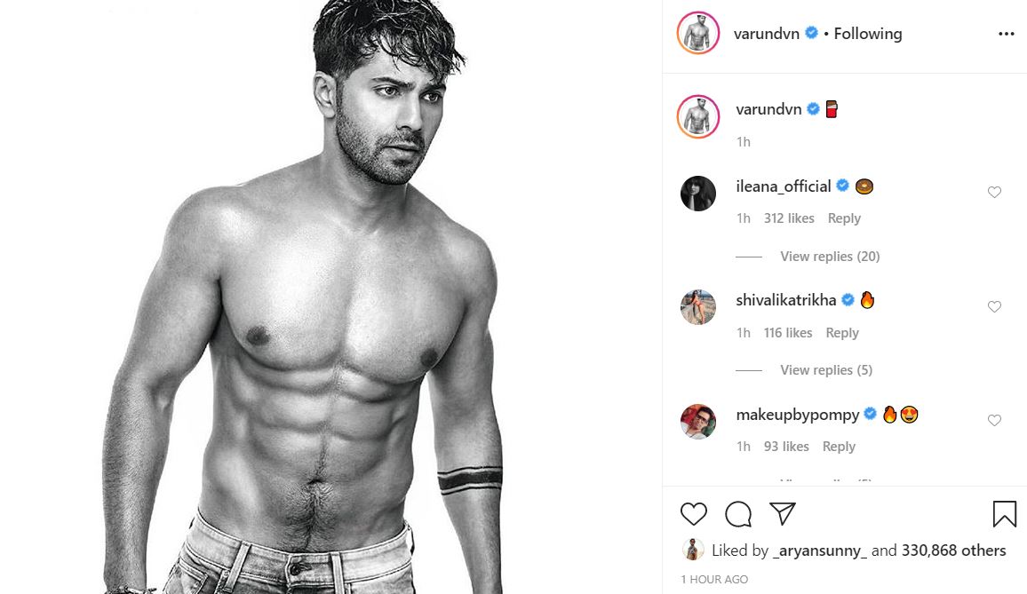 Bollywood Varun Dhawan Shares Half Naked Picture On Social Media Take
