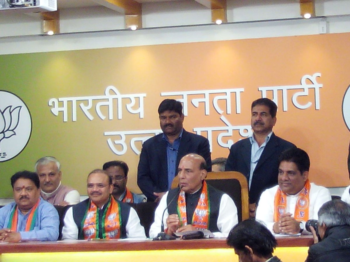 Home Minister Rajnath Singh addressing a Press Conference in Lucknow 