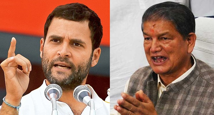 Congress Vice President Rahul Gandhi (Left) and Uttrakhand Chief Minster Harish Rawat (Right)