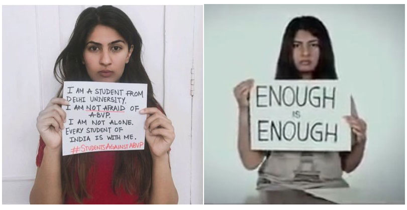 Gurmehar with her social media campaigns