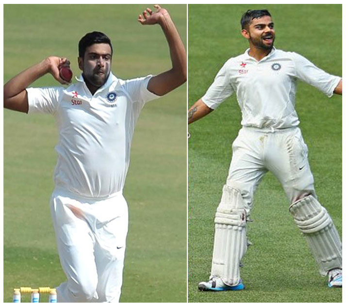 Virat Kohli remained the highest-placed Indian batsman and Ashwin held on to the top position in both the bowlers' and all-rounders' list 