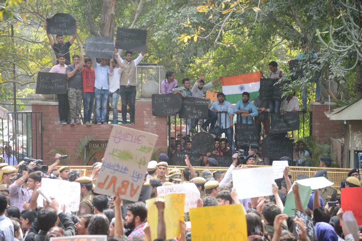 Students from the Delhi University and Jawaharlal Nehru University staged a protest march