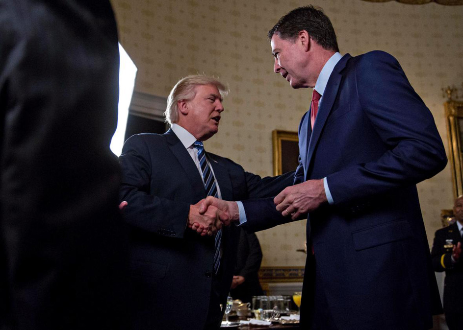 US President Donald trump with FBI Director James Comey