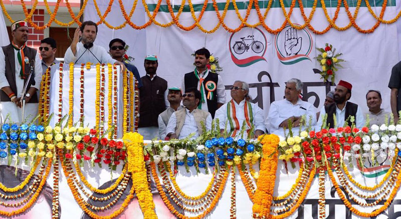 Congress Vice President Rahul Gandhi addressing a rally at Jaunpur, Uttar Pradesh 