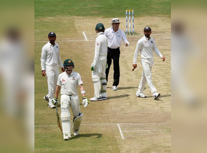 A moment from India and Australia Bengaluru Test match