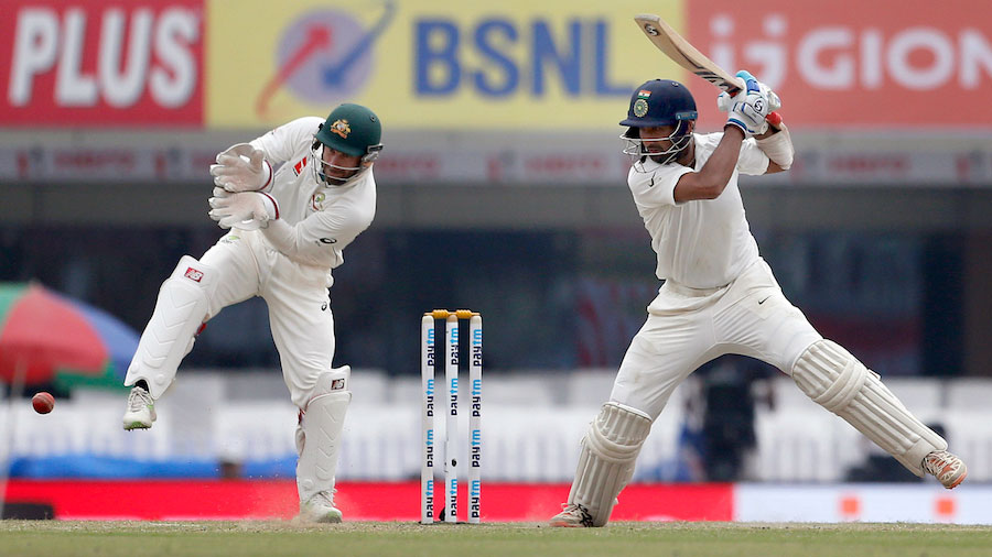 Cheteshwar Pujara cuts nicely off the back foot, India v Australia, 3rd Test, Ranchi, 4th day