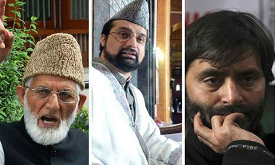 Many All Parties Hurriyet leaders are either under house arrest or detention. Party  Conference Chairman  Syed Ali Gilani,  Mirwaiz Umar Farooq and Muhammad Yasin Malik in photo. 