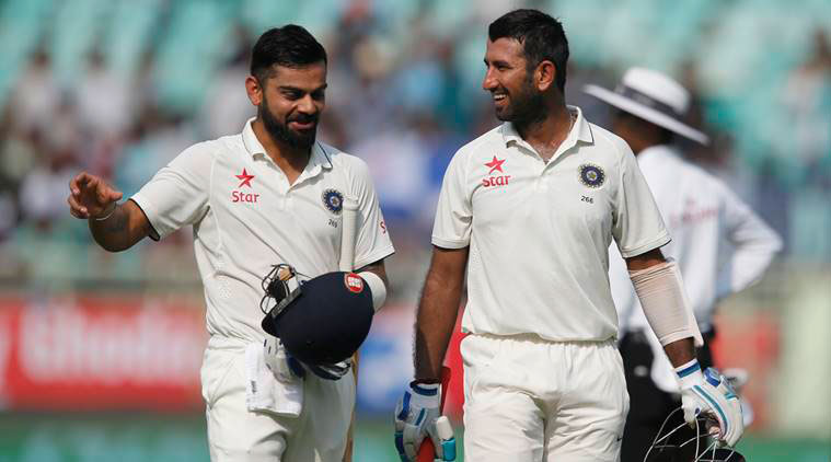 Virat Kohli and Pujara during the India-Australia 3rd Test Match at Ranchi