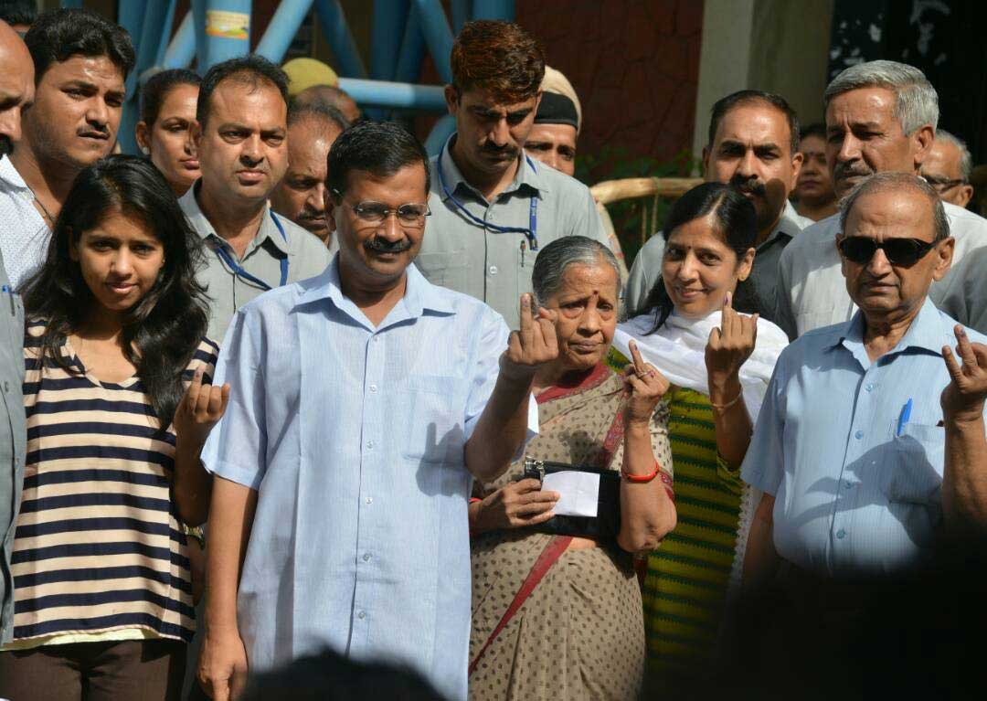 CM Arvind Kejriwal casting his vote