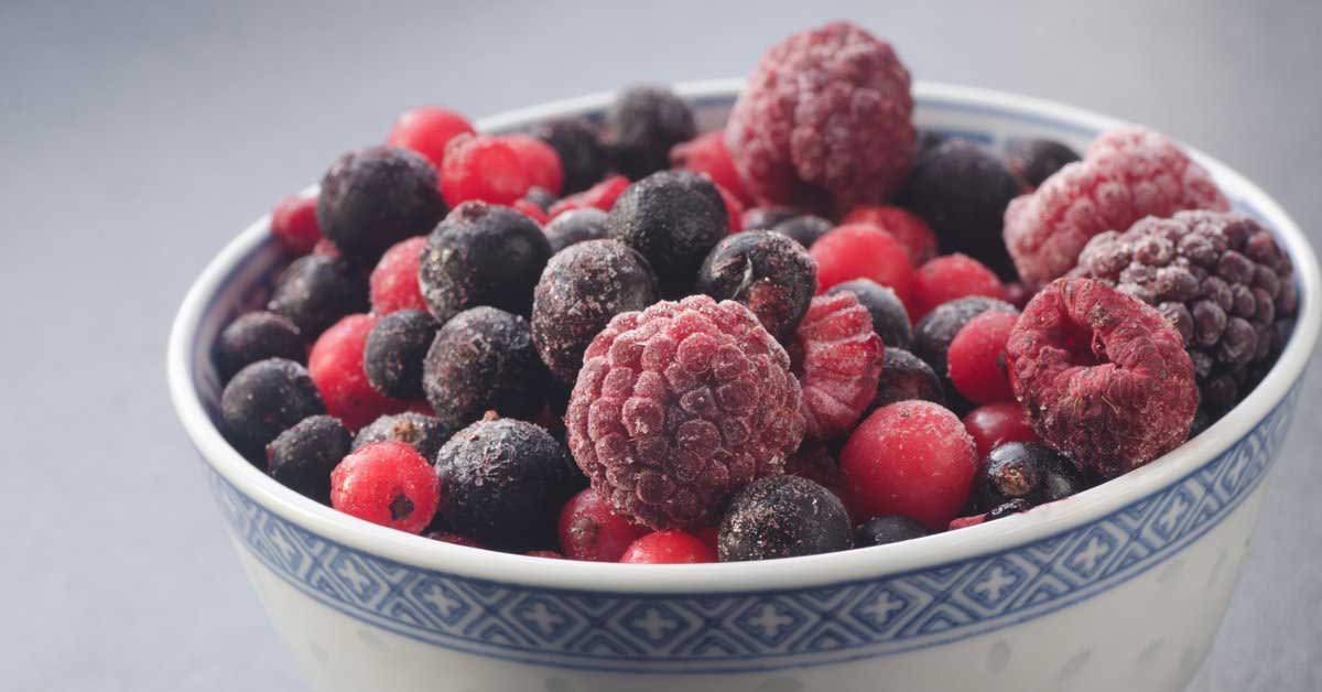 Bowl of frozen berries