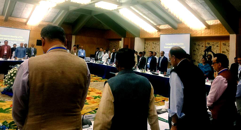 a minute's silence for Union minister Dave in GST meet in Jammu and kashmir 