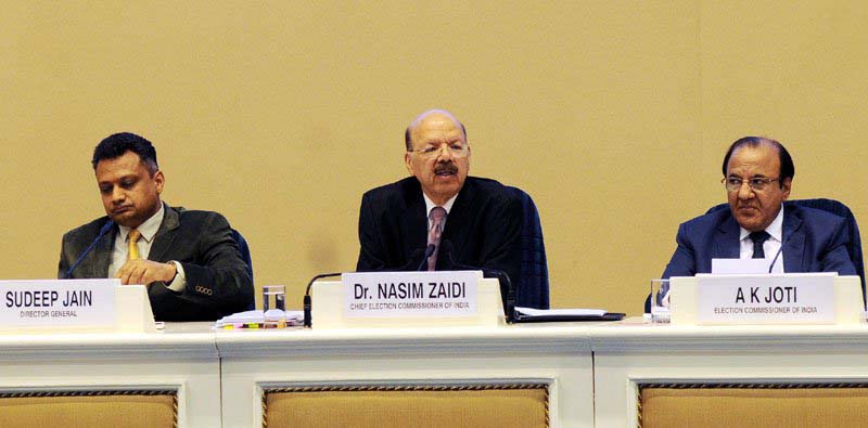 CEC Nasim Zaidi along with the Election Commissioner A.K. Joti at a Press Conference