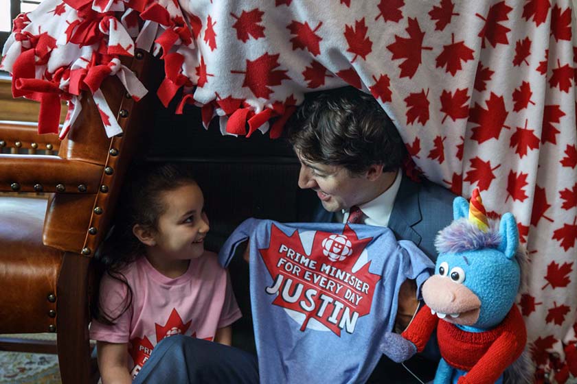 Canadian Prime Minister Justin Trudeau with 5-year-old girl 