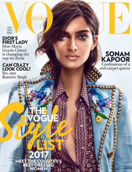 Sonam kapoor on the cover page of Vogue India 