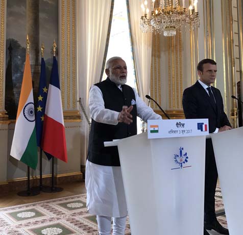 Prime Minister Narendra Modi with French President Emmanuel Macron 
