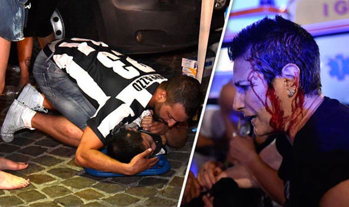 fans injured after a stampede in Turin
