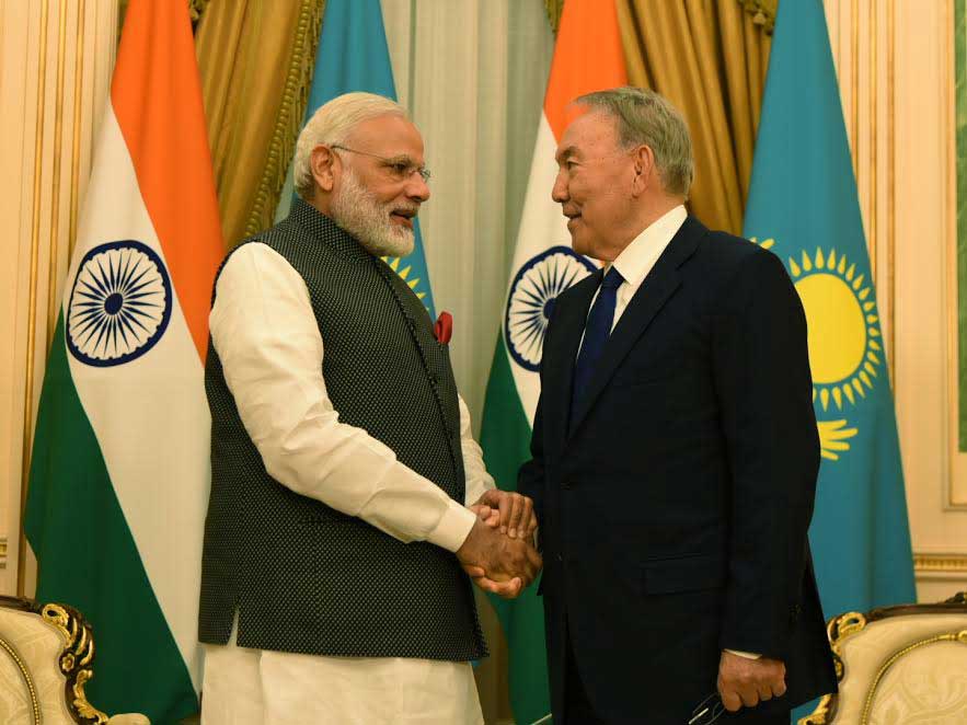 PM Narendra Modi meets Kazakhstan  President Nursultan Nazarbayev at Akorda