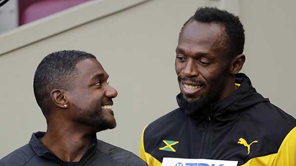 Jamaican sprinter Usain Bolt and Justin Gatlin