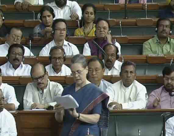Sonia Gandhi addressing Lok Sabha 