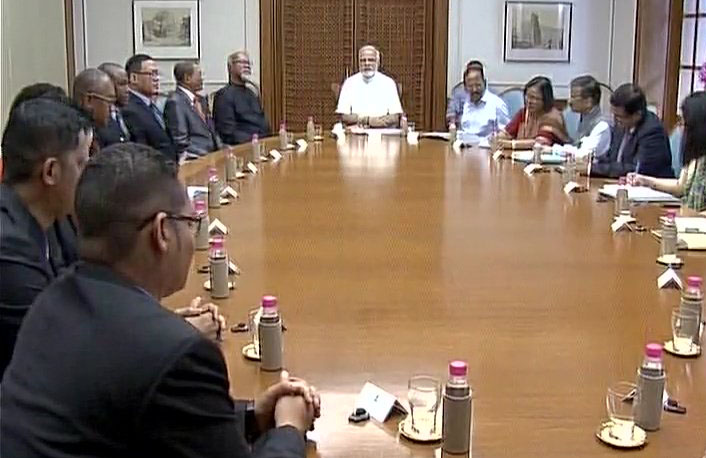 PM Narendra Modi conducts meeting 12-member delegation 
