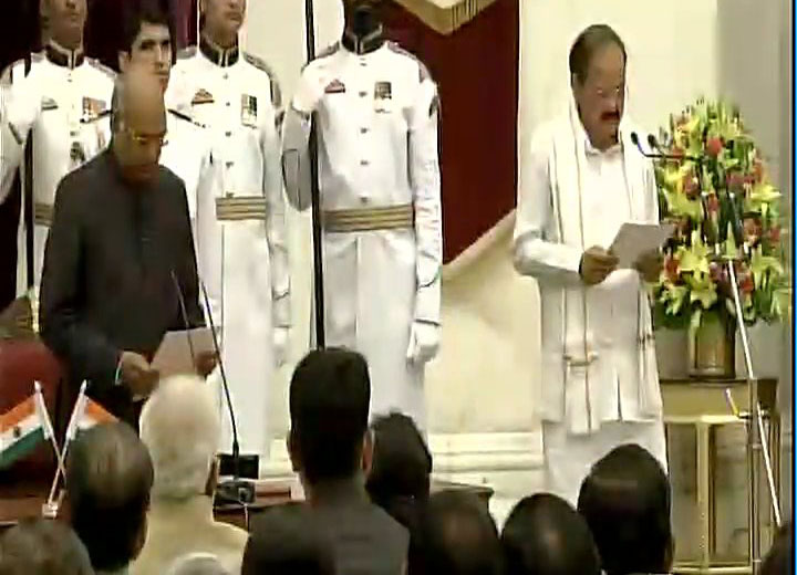 M Venkaiah Naidu taking oath as Vice President of India