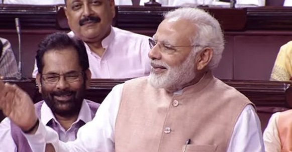 Prime Minister Narendra Modi welcomed Venkaiah Naidu as the Rajya Sabha Chairman