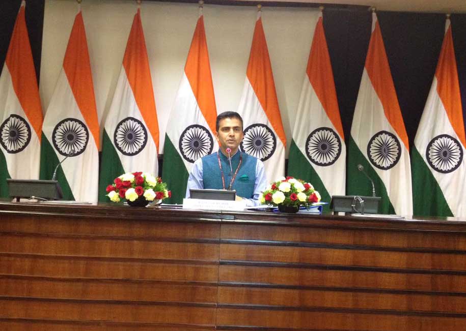 Raveesh Kumar, MEA spokesperson during a press meet