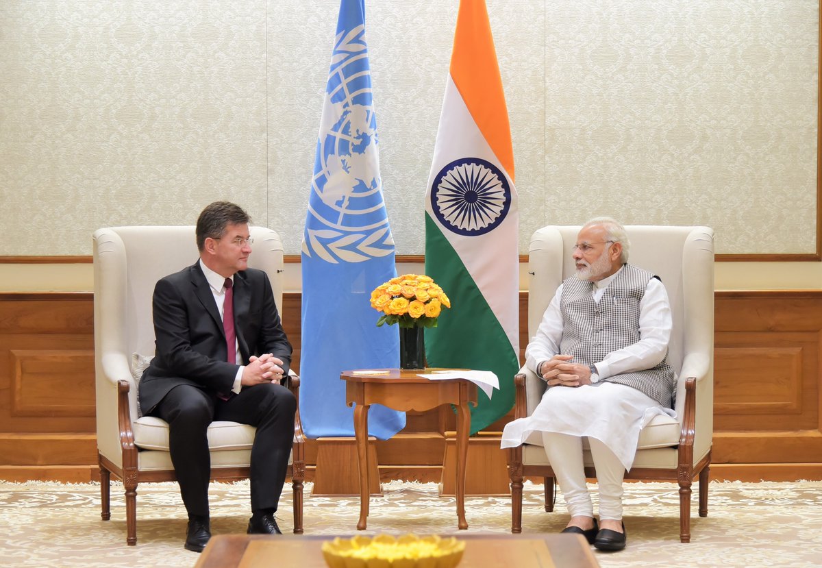 President-elect of the United Nations General Assembly Mr. Miroslav Lajcak and Prime Minister Narendra Modi