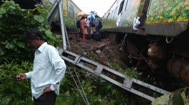 Two derailed coaches of the Nagpur-Mumbai Duronto Express derailed in Maharashtra’s Titwala 