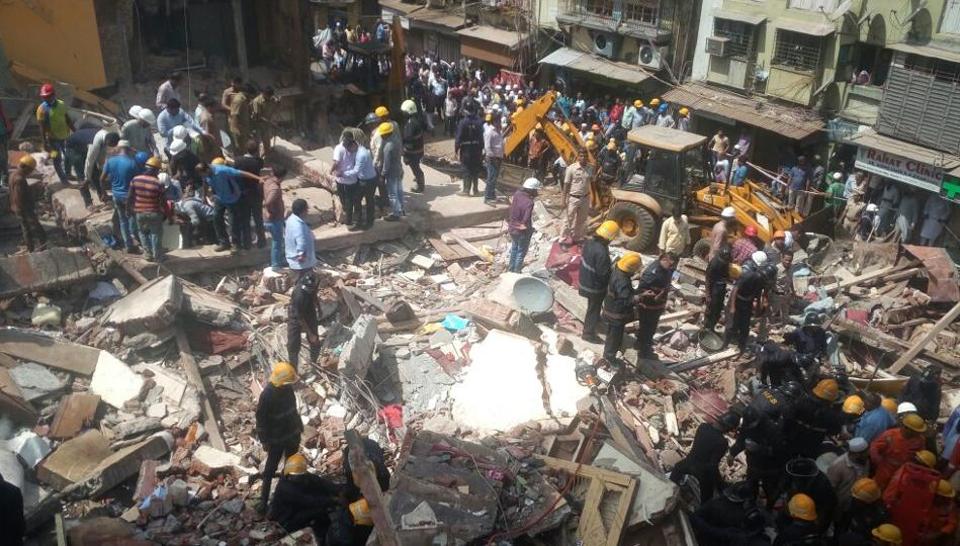 A multi-storeyed residential building collapsed in Bhendi Bazar area of south Mumbai