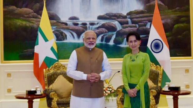 Prime Minister Narendra Modi and Myanmar's State Counsellor Aung San Suu Kyi 