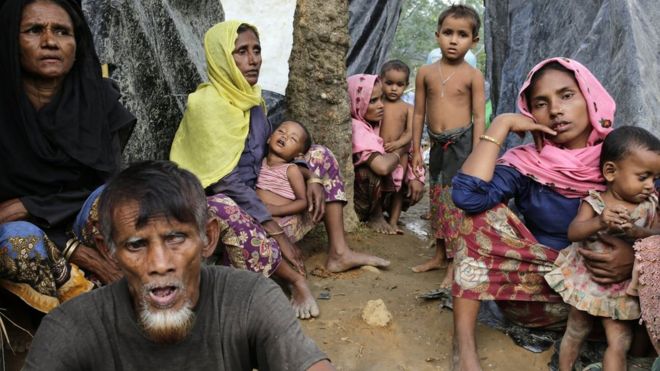 Hundreds of thousands of Rohingya Muslims have crossed the border to Bangladesh