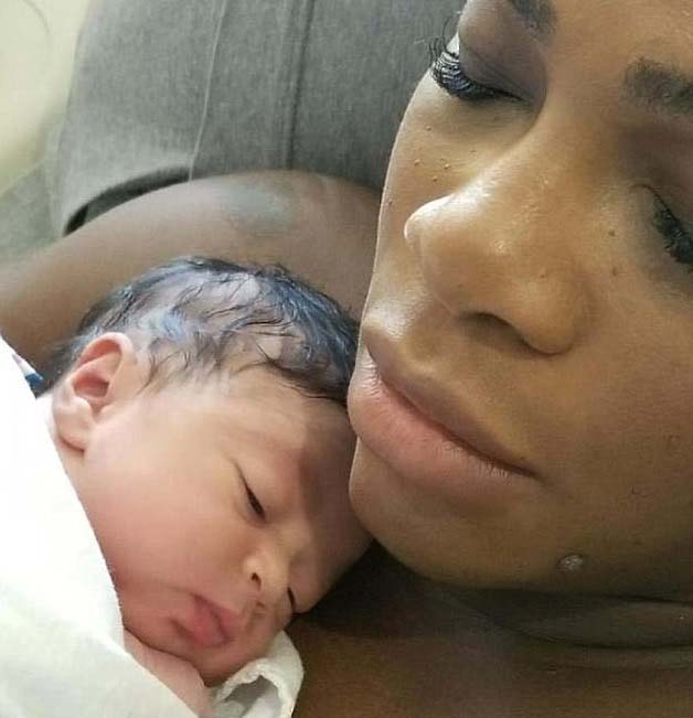 Serena Williams with her new baby 