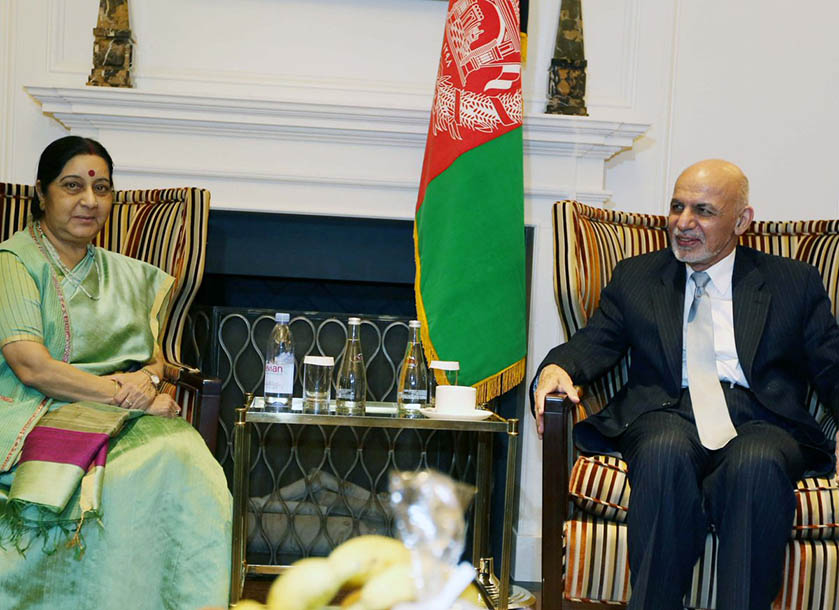 EAM Sushma Swaraj meets Afghanistan President 