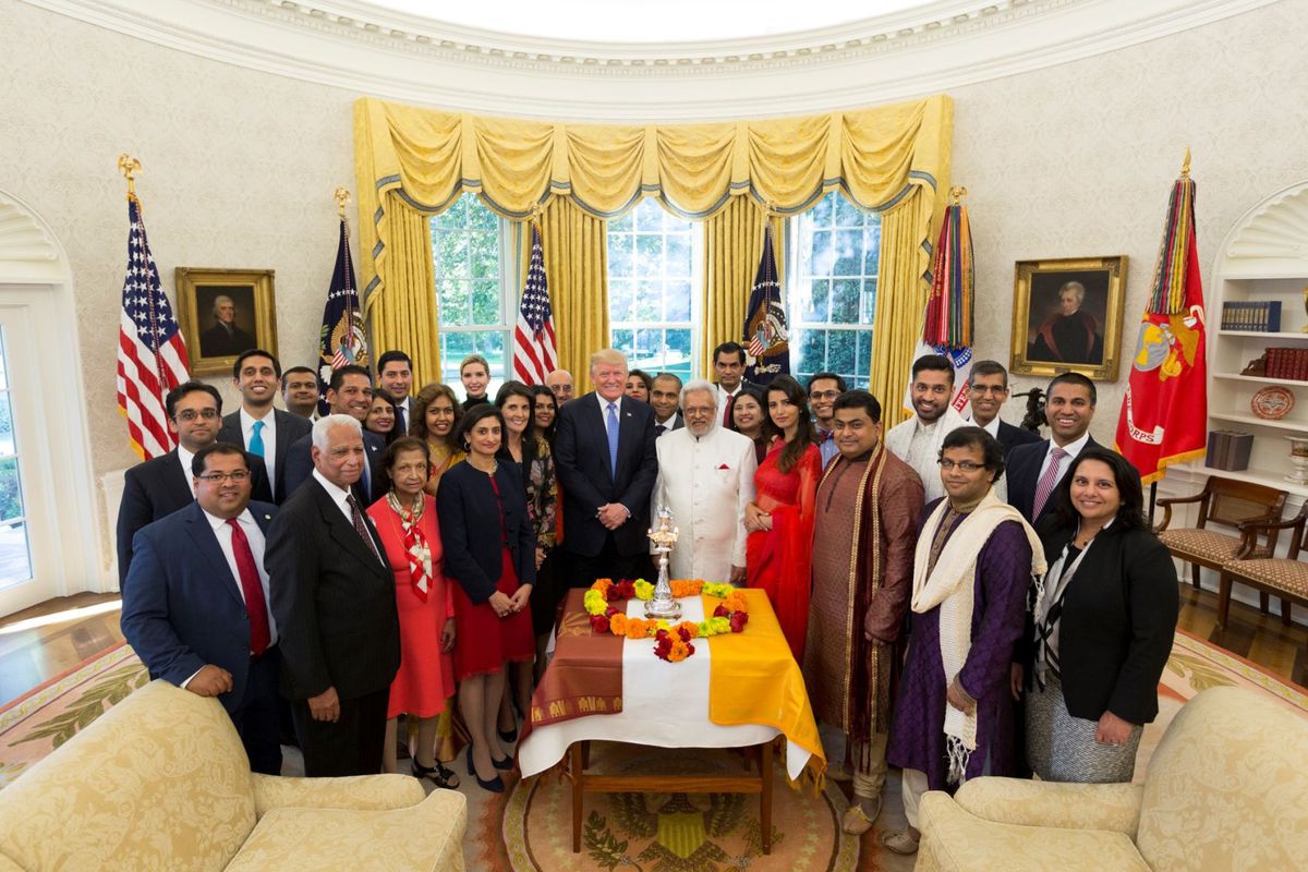 United States President Donald Trump celebrates  Diwali