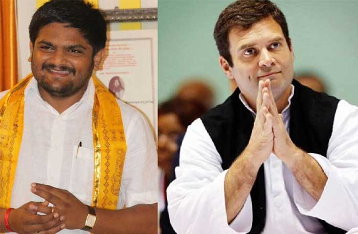 Patidar leader Hardik Patel and Congress vice-president Rahul Gandhi