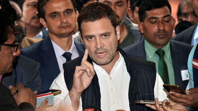 Congress President Rahul Gandhi addressing the media during the Parliament's winter session