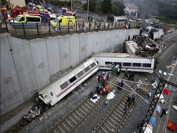A site of the derailed train