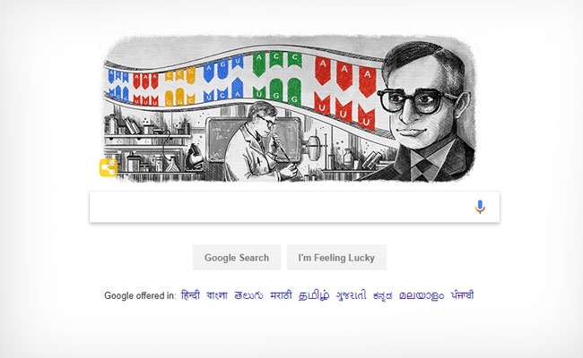 Google dedicates its doodle to Nobel laureate Har Gobind Khorana