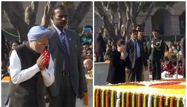  Manmohan Singh & Sonia Gandhi paying tribute to Mahatma Gandhi