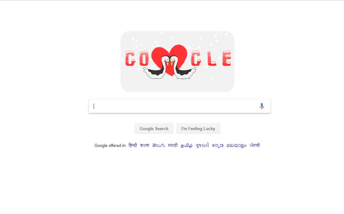 Google Doodle celebrating Valentine's Day