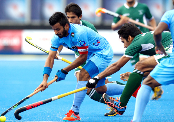 India & Pakistan Hockey Team playing a match