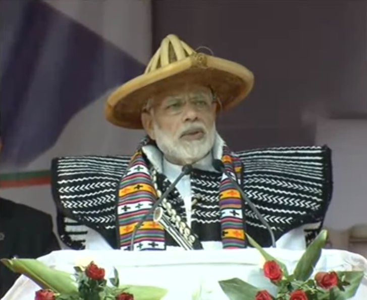 Prime Minister Narendra Modi addressing a public rally in Itanagar