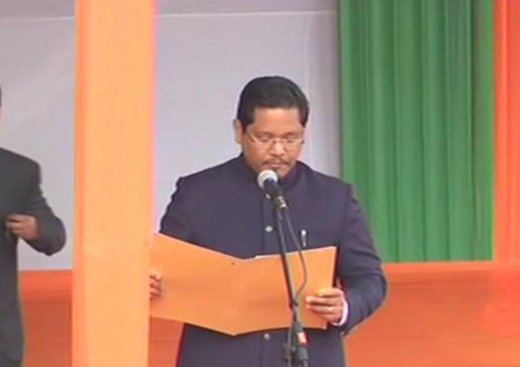 NPP's Conrad Sangma taking oath as Meghalaya CM