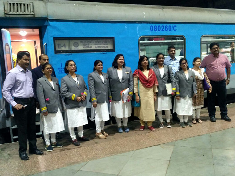 All women ticket checking staff on Mumbai Central- Ahmedabad Shatabdi Express