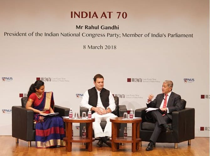 Rahul Gandhi addressing in Singapore