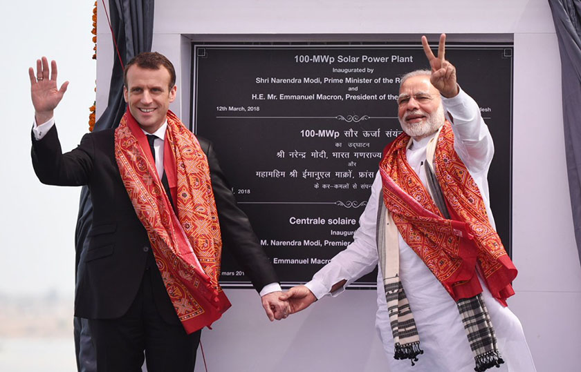 Prime Minister Narendra Modi and French President Macron inaugurated the Solar Power Plant in Mirzapur 