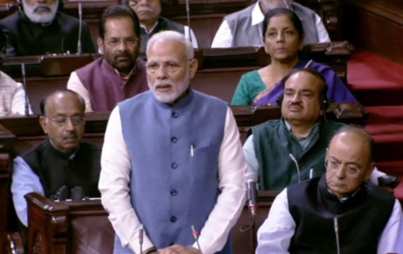 PM Modi addressing in Rajya Sabha 