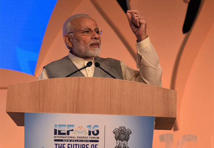 Prime Minister Narendra Modi addressing at 16th edition of International Energy Forum (IEF) Ministerial