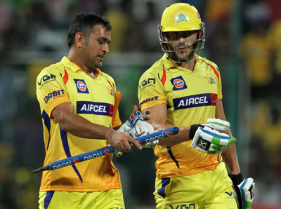 Faf Du Plessis with MS Dhoni
